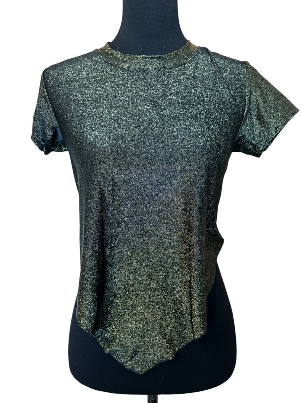 New ~ YOUNG FABULOUS BROKE YFB ~ Women's Black Shimmer Cropped Top Size M